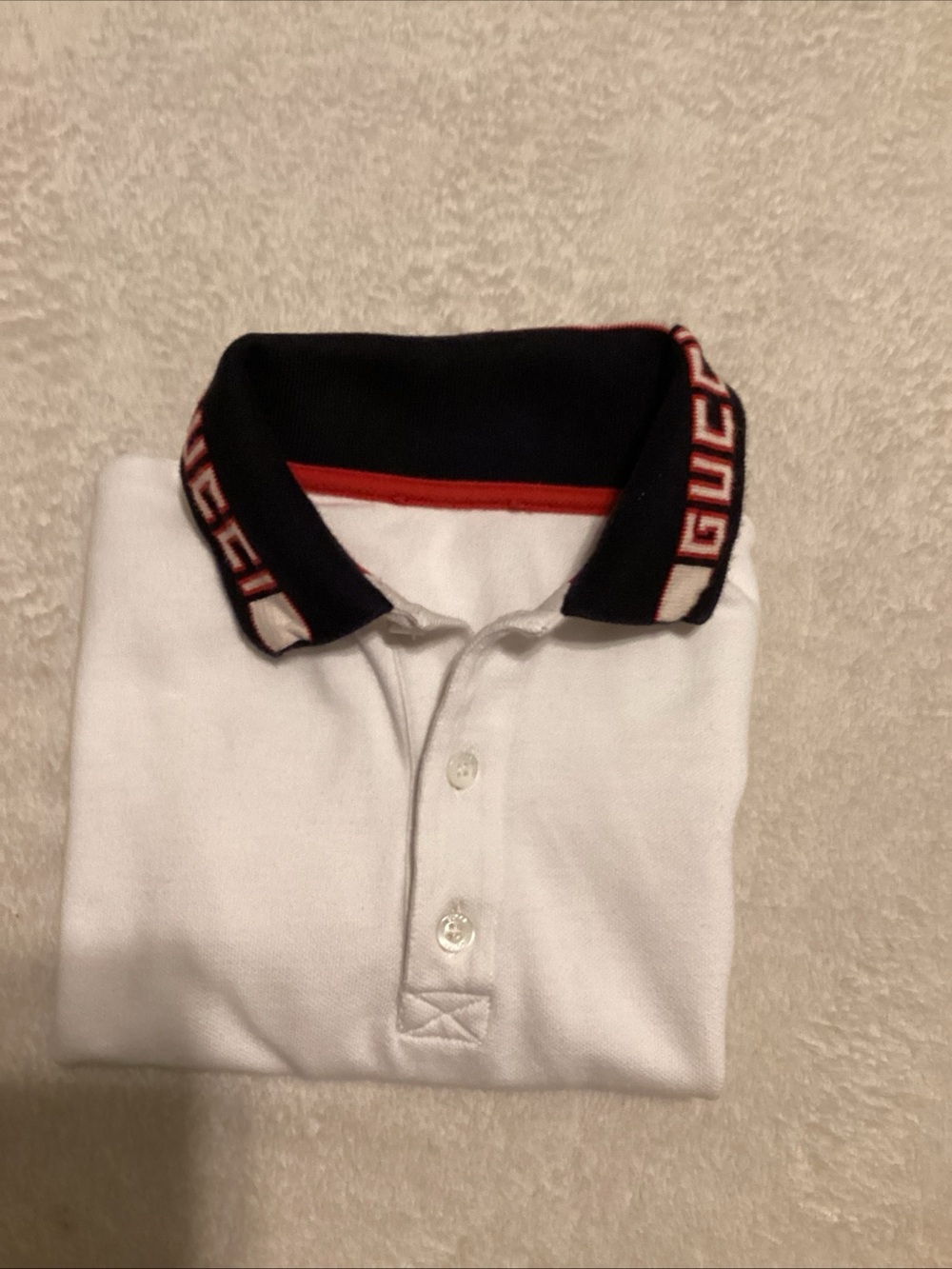 Gucci White Polo with Black Logo Collar and Red Trim - Picture 13 of 13
